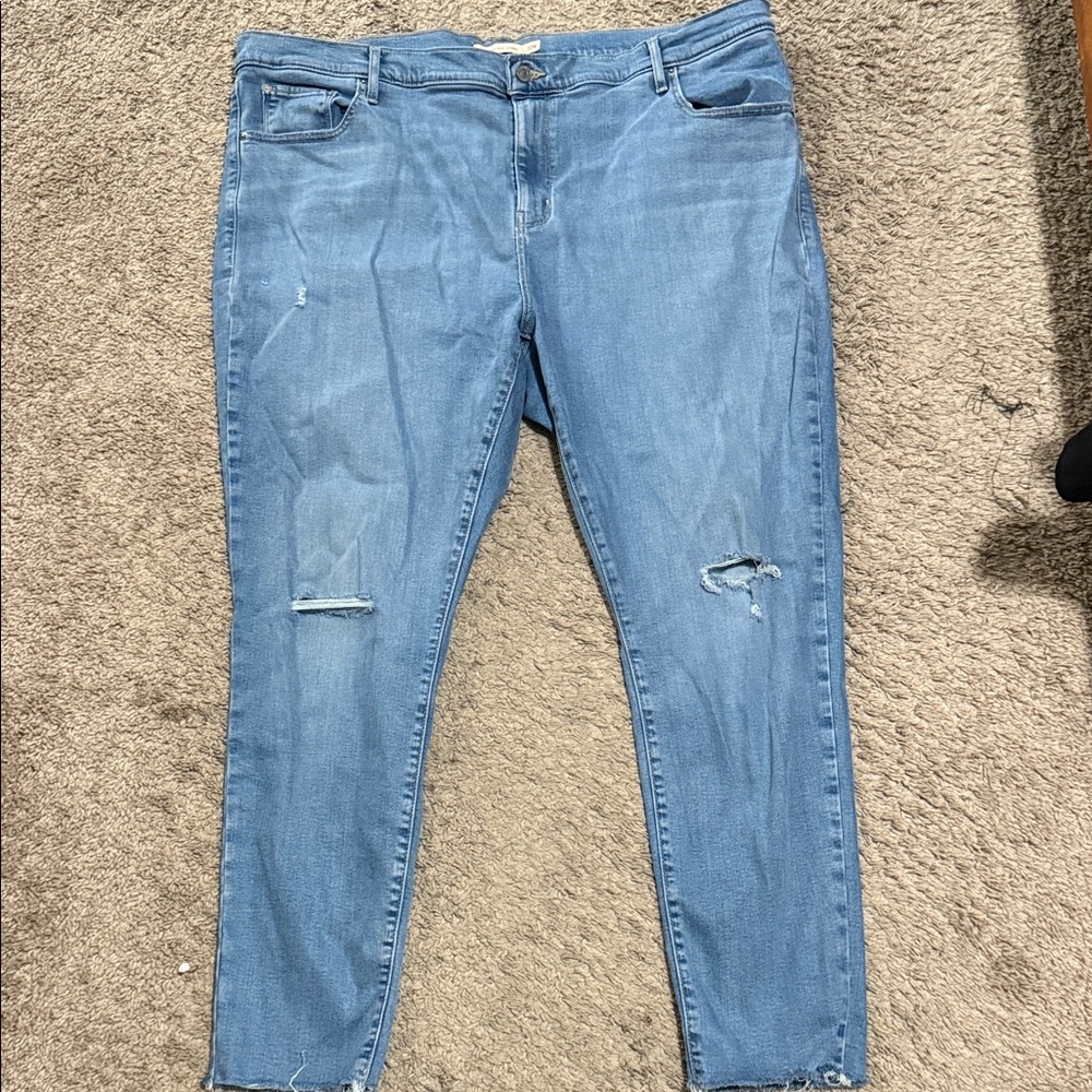 Women's Blue Distressed 721 High Rise Skinny Jeans
